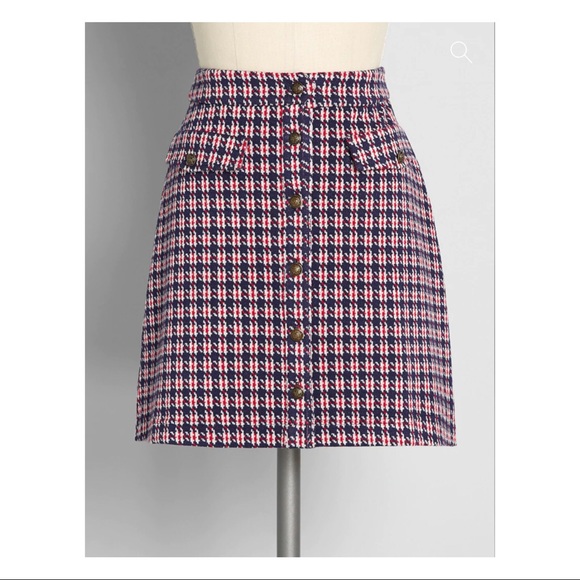 ModCloth Houndstooth A-Line Skirt NWT - Picture 1 of 11